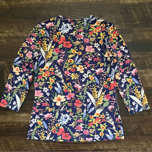 J. McLaughlin blue floral flowers Catalina cloth stretch blouse shirt medium - Picture 8 of 8